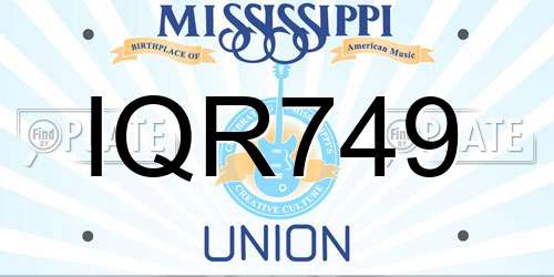 IQR749 Mississippi License Plate
