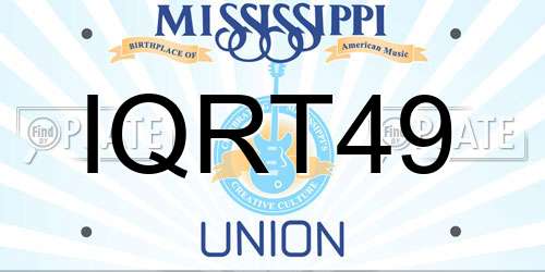 IQRT49 Mississippi License Plate