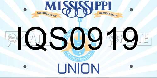 IQS0919 Mississippi License Plate