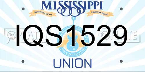 IQS1529 Mississippi License Plate
