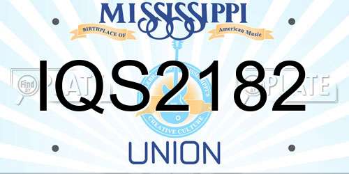 IQS2182 Mississippi License Plate