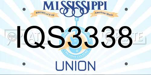 IQS3338 Mississippi License Plate