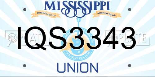 IQS3343 Mississippi License Plate