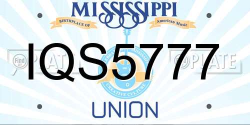 IQS5777 Mississippi License Plate