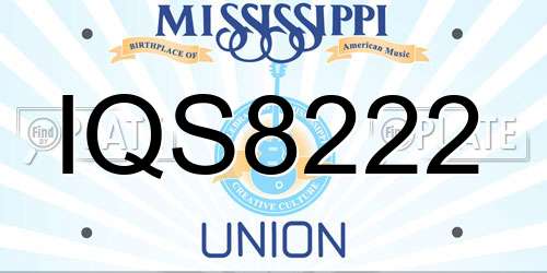 IQS8222 Mississippi License Plate