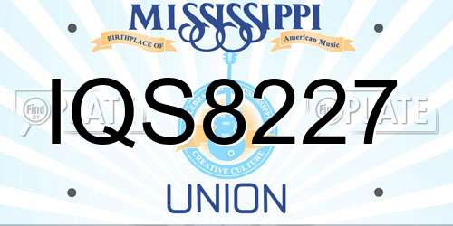 IQS8227 Mississippi License Plate