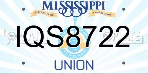 IQS8722 Mississippi License Plate