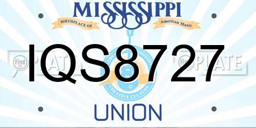 IQS8727 Mississippi License Plate
