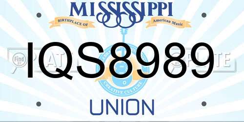 IQS8989 Mississippi License Plate