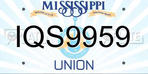IQS9959 Mississippi License Plate