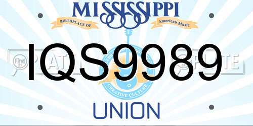 IQS9989 Mississippi License Plate