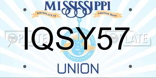 IQSY57 Mississippi License Plate