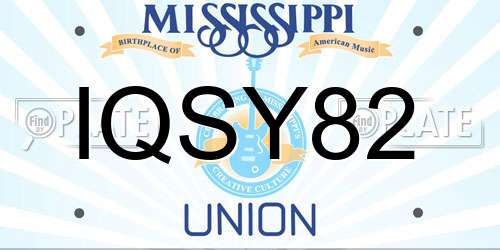 IQSY82 Mississippi License Plate