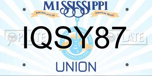 IQSY87 Mississippi License Plate