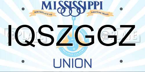 IQSZGGZ Mississippi License Plate
