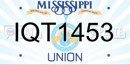 IQT1453 Mississippi License Plate