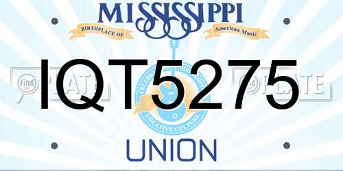 IQT5275 Mississippi License Plate