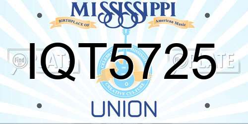 IQT5725 Mississippi License Plate
