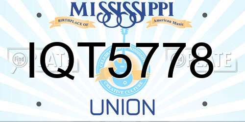 IQT5778 Mississippi License Plate