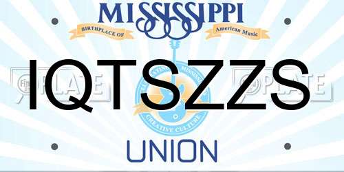 IQTSZZS Mississippi License Plate
