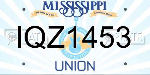 IQZ1453 Mississippi License Plate