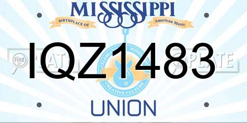 IQZ1483 Mississippi License Plate