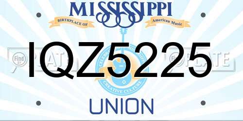 IQZ5225 Mississippi License Plate