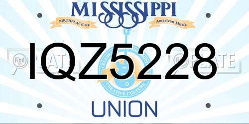 IQZ5228 Mississippi License Plate
