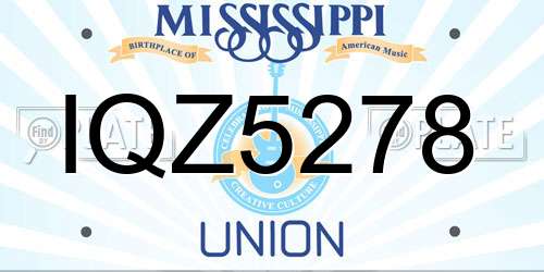 IQZ5278 Mississippi License Plate