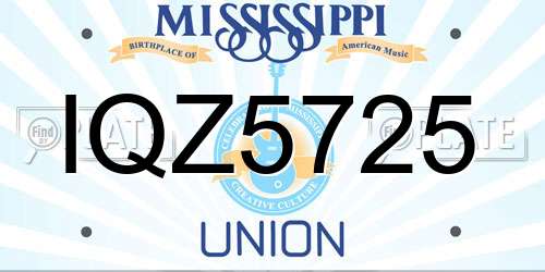 IQZ5725 Mississippi License Plate
