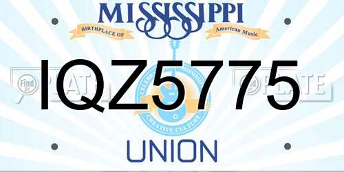 IQZ5775 Mississippi License Plate