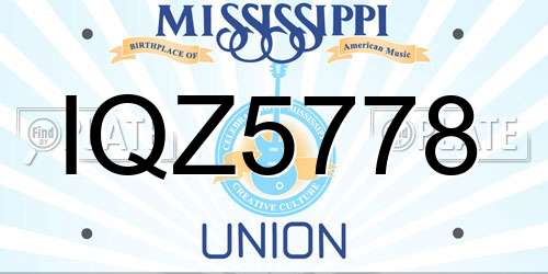 IQZ5778 Mississippi License Plate