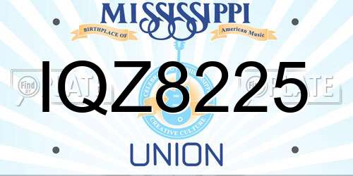 IQZ8225 Mississippi License Plate