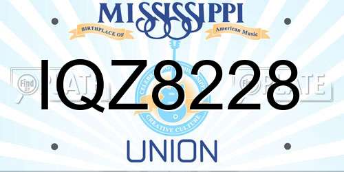 IQZ8228 Mississippi License Plate