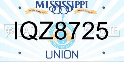 IQZ8725 Mississippi License Plate