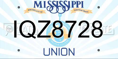 IQZ8728 Mississippi License Plate