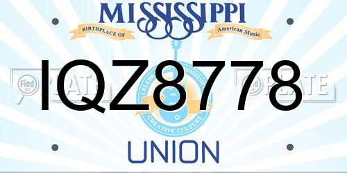 IQZ8778 Mississippi License Plate