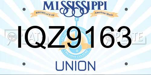 IQZ9163 Mississippi License Plate