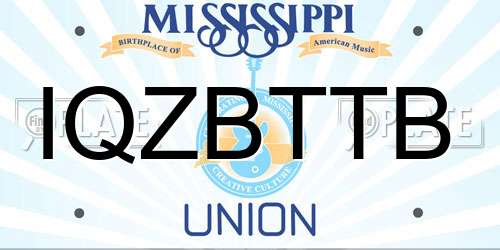 IQZBTTB Mississippi License Plate