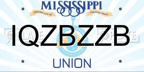 IQZBZZB Mississippi License Plate