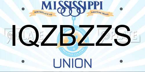IQZBZZS Mississippi License Plate