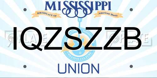 IQZSZZB Mississippi License Plate
