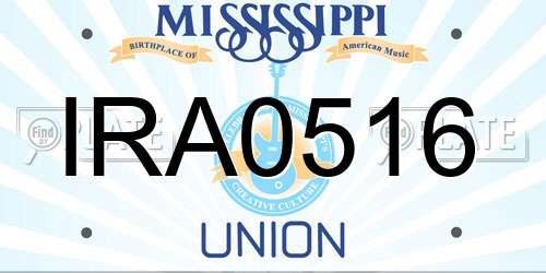 IRA0516 Mississippi License Plate