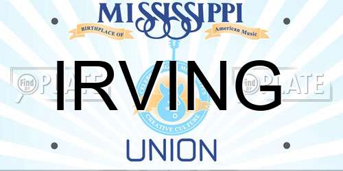 IRVING Mississippi License Plate