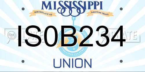 IS0B234 Mississippi License Plate