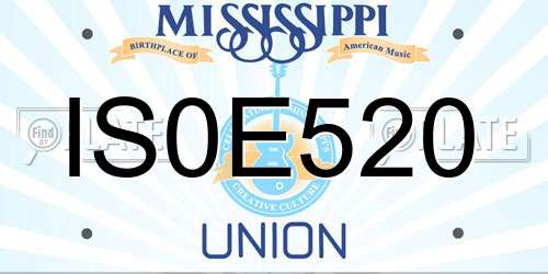 IS0E520 Mississippi License Plate