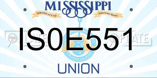 IS0E551 Mississippi License Plate