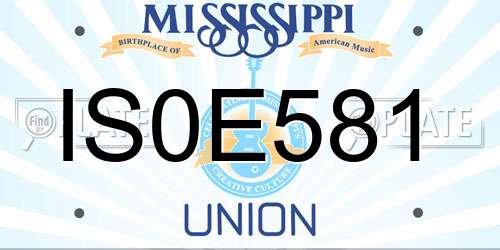 IS0E581 Mississippi License Plate