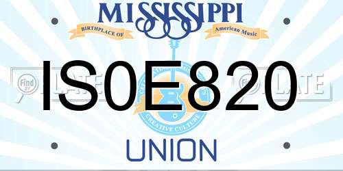 IS0E820 Mississippi License Plate