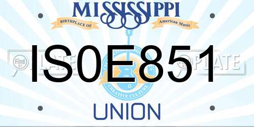 IS0E851 Mississippi License Plate